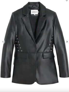 APPARIS KELAN FAUX LEATHER BLAZER IN BLACK WITH GROMMETS SIZE MEDIUM